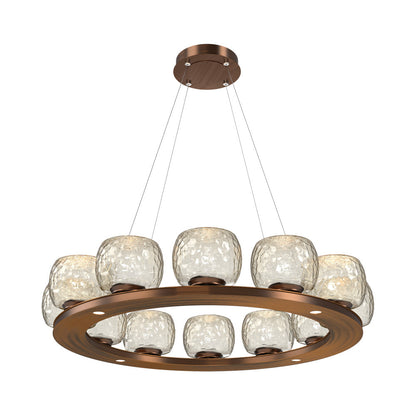 Vessel Ring LED Chandelier in Oil Rubbed Bronze/Amber Blown Glass (37.2-Inch).