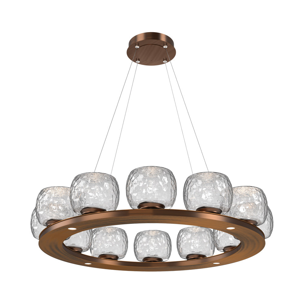 Vessel Ring LED Chandelier in Oil Rubbed Bronze/Clear Blown Glass (37.2-Inch).