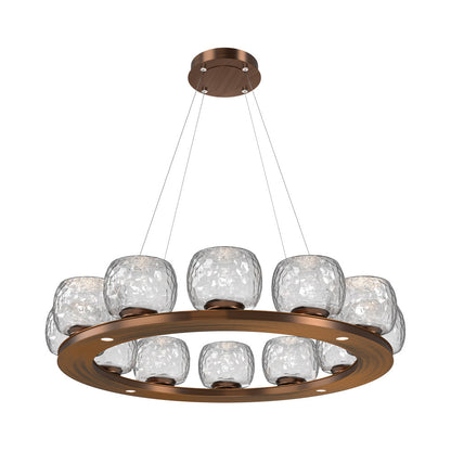 Vessel Ring LED Chandelier in Oil Rubbed Bronze/Clear Blown Glass (37.2-Inch).