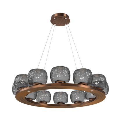 Vessel Ring LED Chandelier in Oil Rubbed Bronze/Smoke Blown Glass (37.2-Inch).