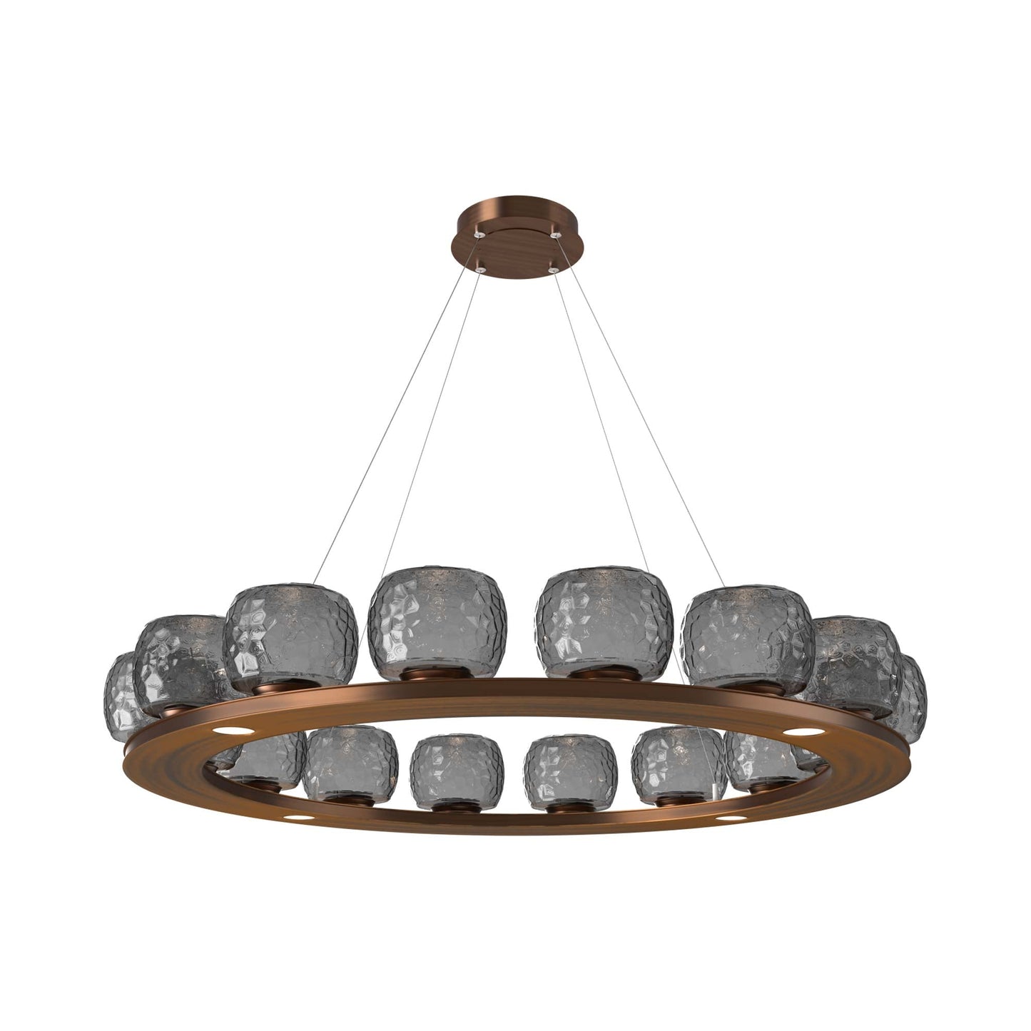 Vessel Ring LED Chandelier in Oil Rubbed Bronze/Smoke Blown Glass (47.4-Inch).