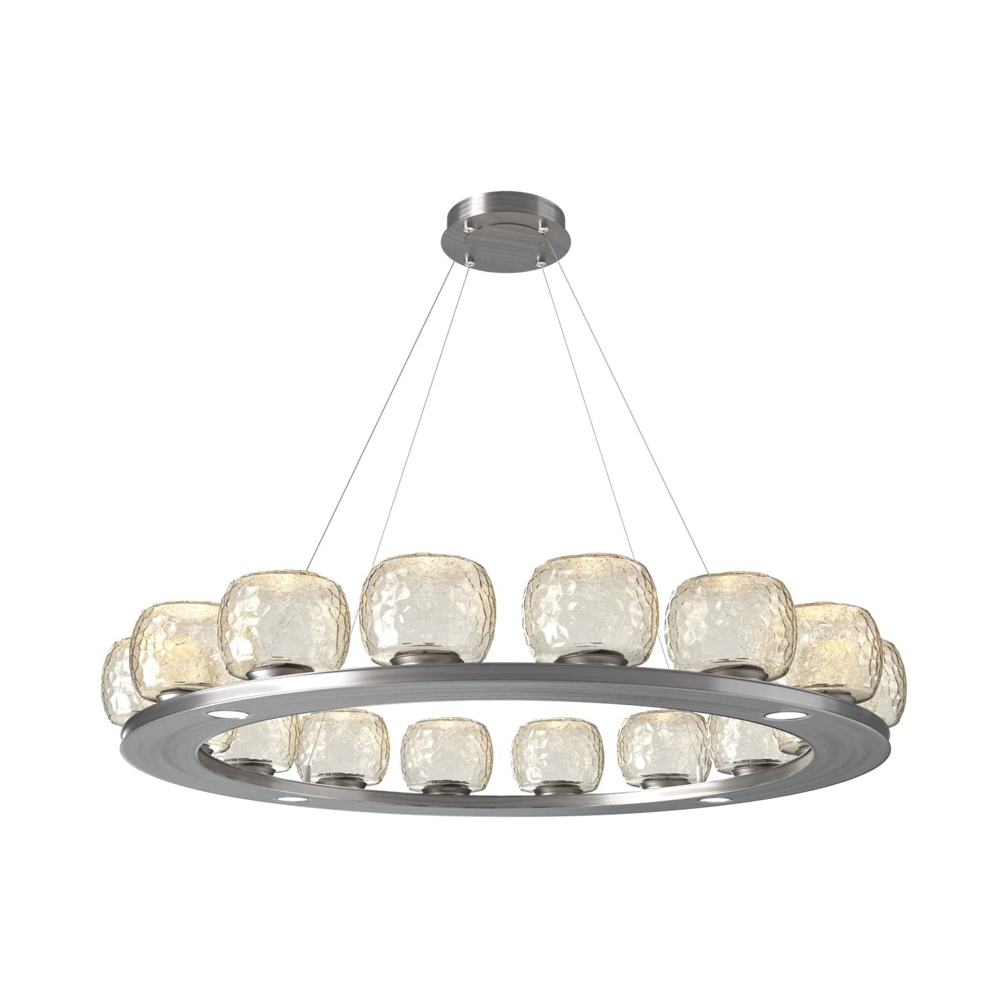 Vessel Ring LED Chandelier in Satin Nickel/Amber Blown Glass (47.4-Inch).