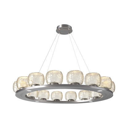 Vessel Ring LED Chandelier in Satin Nickel/Amber Blown Glass (47.4-Inch).