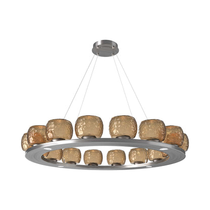 Vessel Ring LED Chandelier in Satin Nickel/Bronze Blown Glass (47.4-Inch).