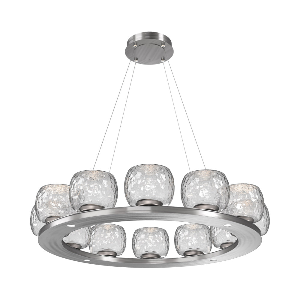 Vessel Ring LED Chandelier in Satin Nickel/Clear Blown Glass (37.2-Inch).