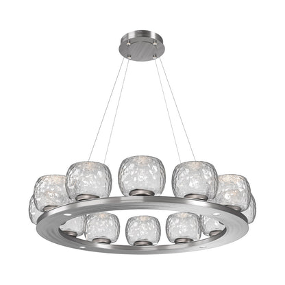 Vessel Ring LED Chandelier in Satin Nickel/Clear Blown Glass (37.2-Inch).