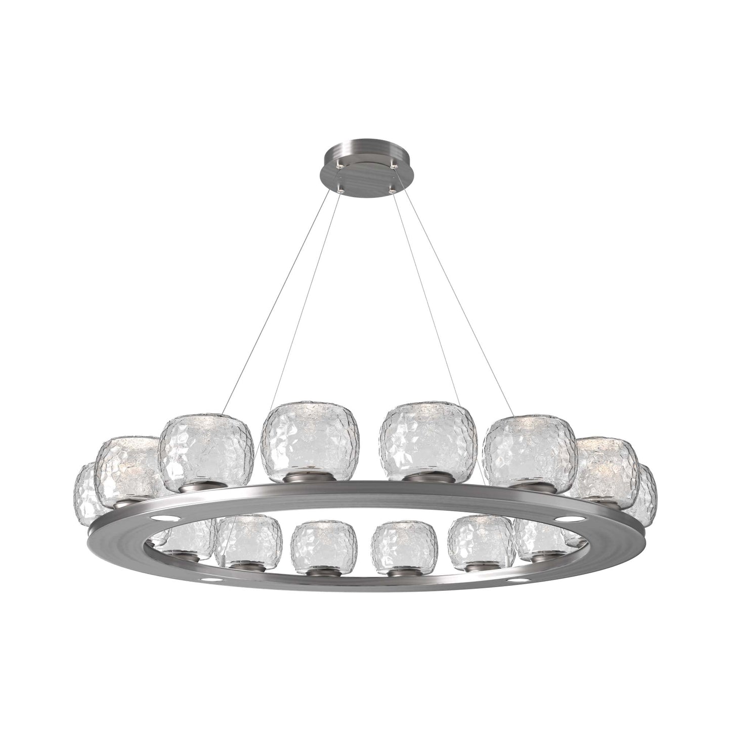 Vessel Ring LED Chandelier in Satin Nickel/Clear Blown Glass (47.4-Inch).