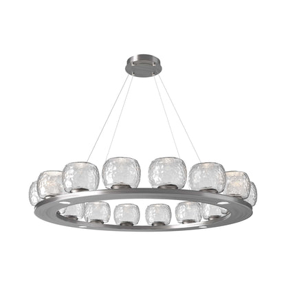 Vessel Ring LED Chandelier in Satin Nickel/Clear Blown Glass (47.4-Inch).