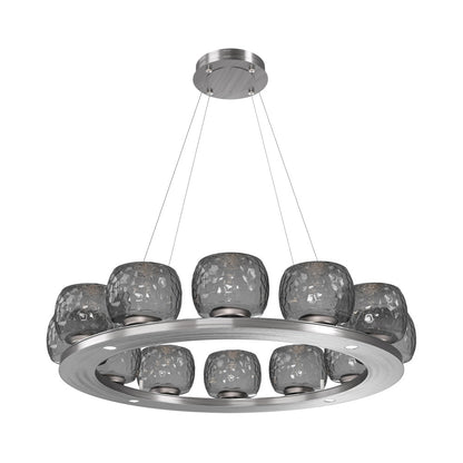 Vessel Ring LED Chandelier in Satin Nickel/Smoke Blown Glass (37.2-Inch).