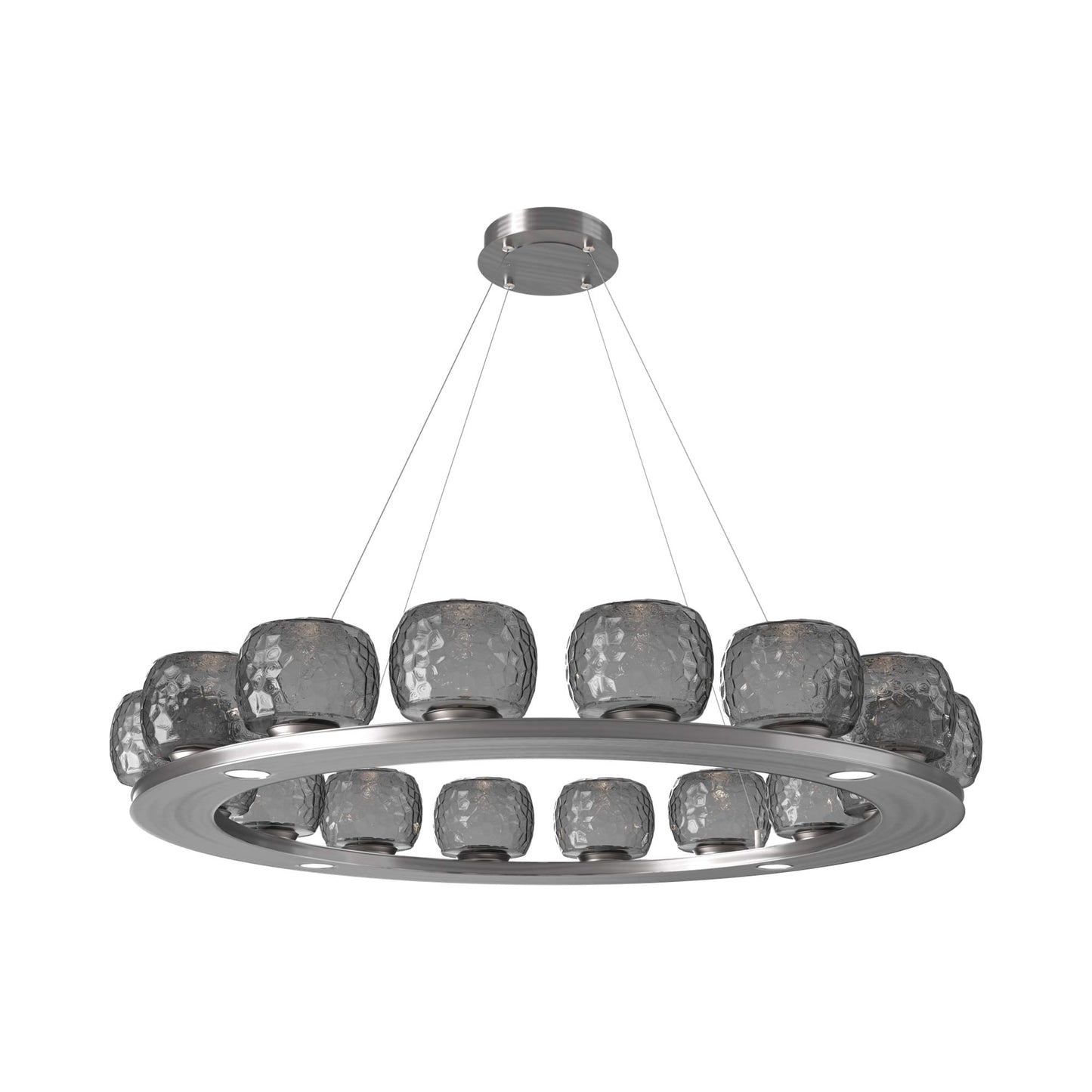 Vessel Ring LED Chandelier in Satin Nickel/Smoke Blown Glass (47.4-Inch).