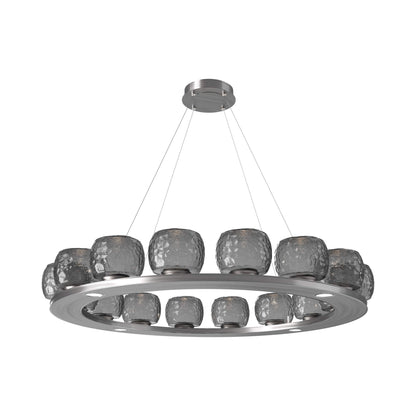 Vessel Ring LED Chandelier in Satin Nickel/Smoke Blown Glass (47.4-Inch).