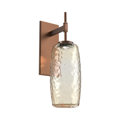 Vessel Tempo LED Wall Light in Burnished Bronze/Amber Blown Glass.