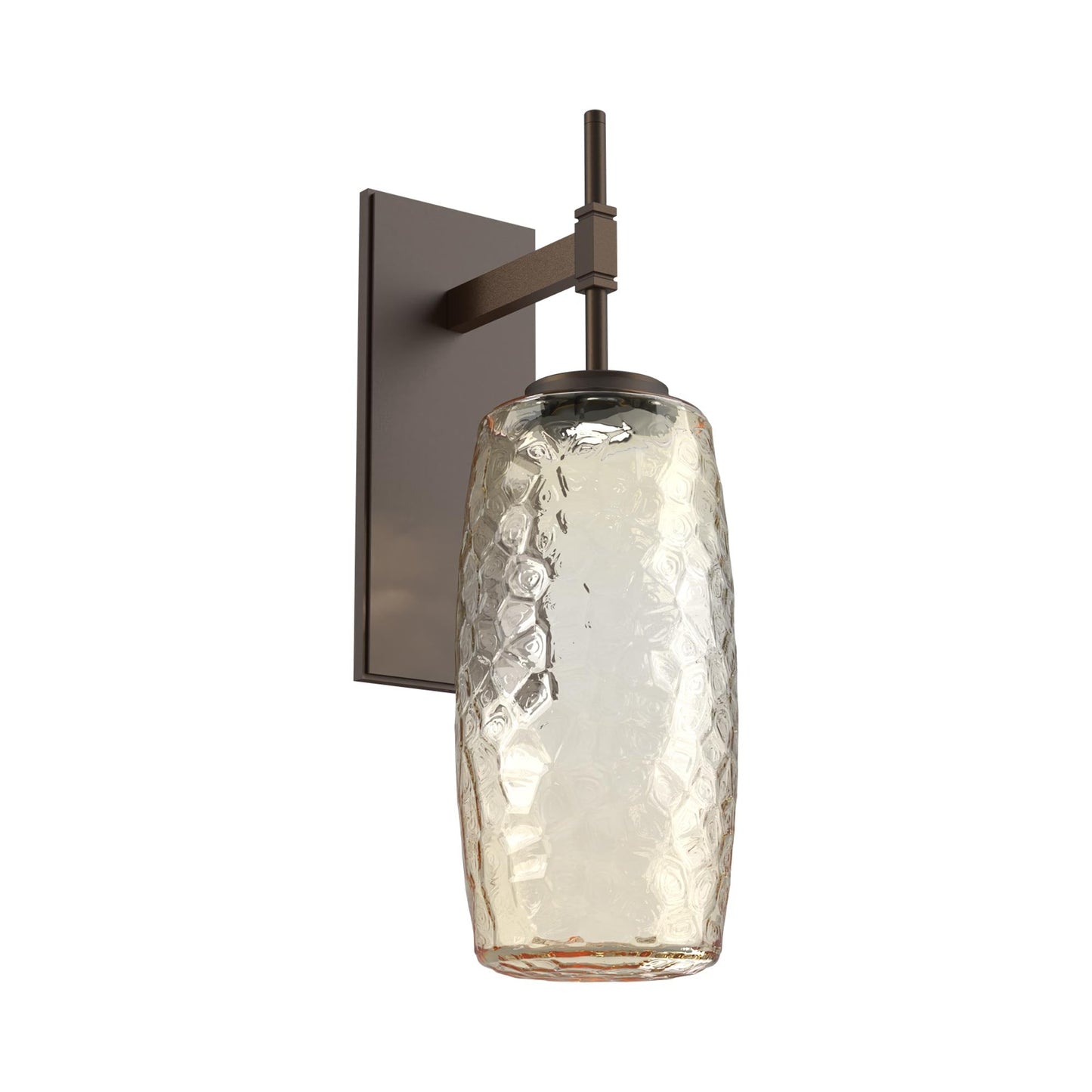 Vessel Tempo LED Wall Light in Flat Bronze/Amber Blown Glass.