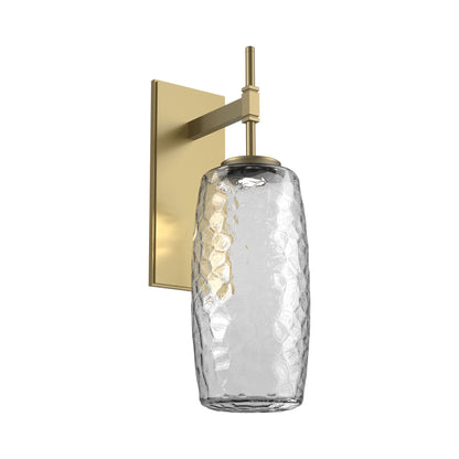 Vessel Tempo LED Wall Light in Gilded Brass/Clear Blown Glass.