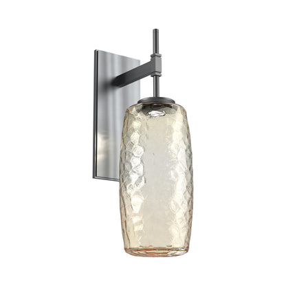 Vessel Tempo LED Wall Light in Gunmetal/Amber Blown Glass.