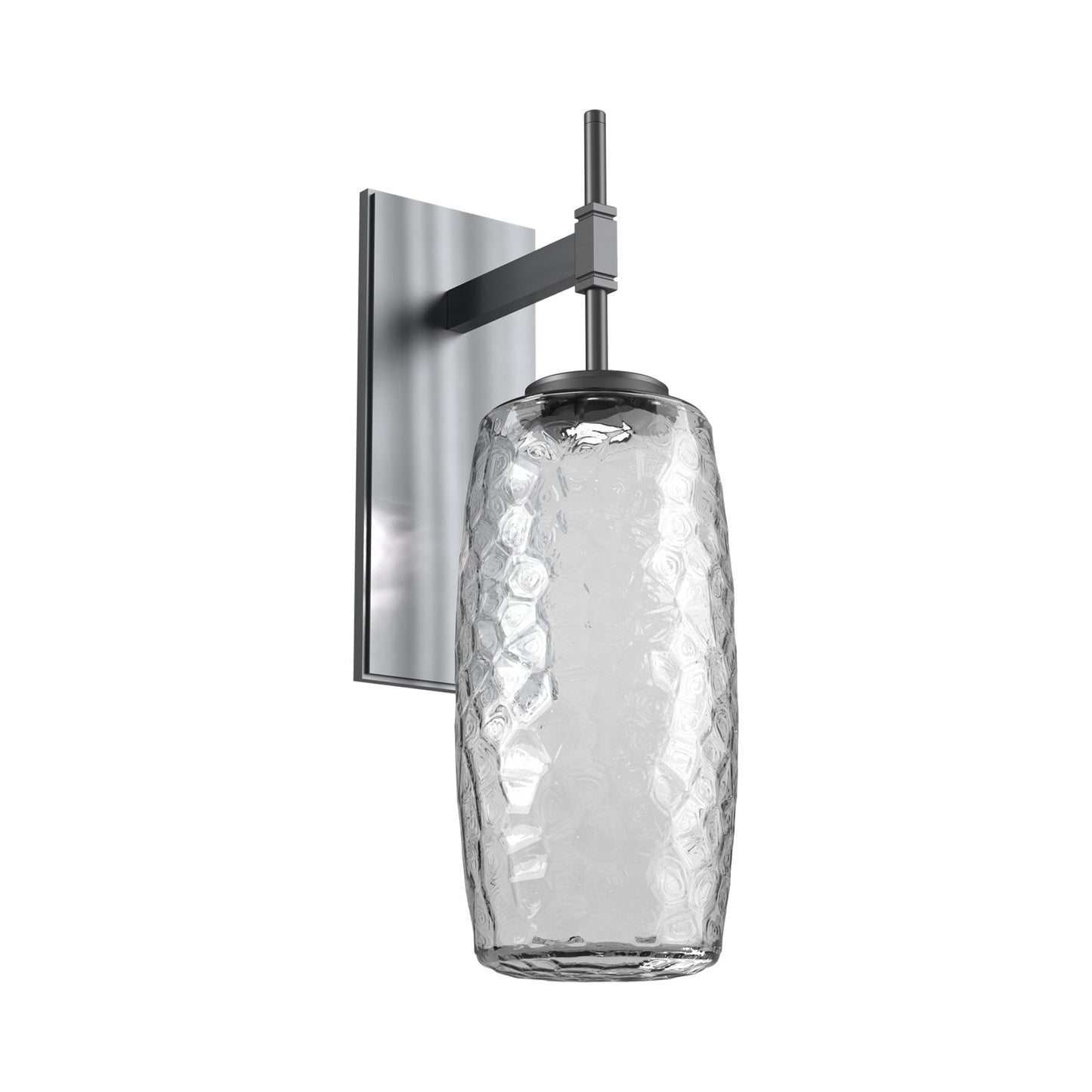 Vessel Tempo LED Wall Light in Gunmetal/Clear Blown Glass.