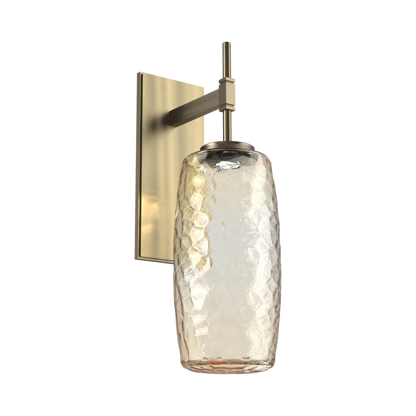 Vessel Tempo LED Wall Light in Heritage Brass/Amber Blown Glass.