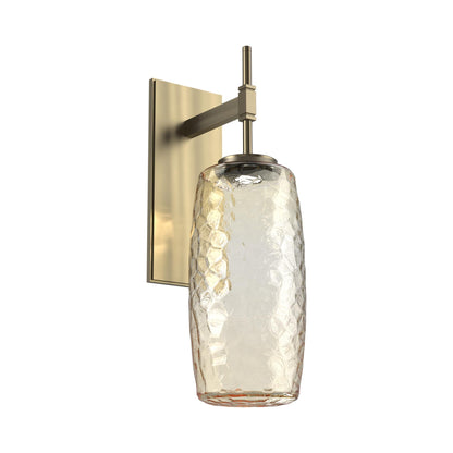 Vessel Tempo LED Wall Light in Heritage Brass/Amber Blown Glass.