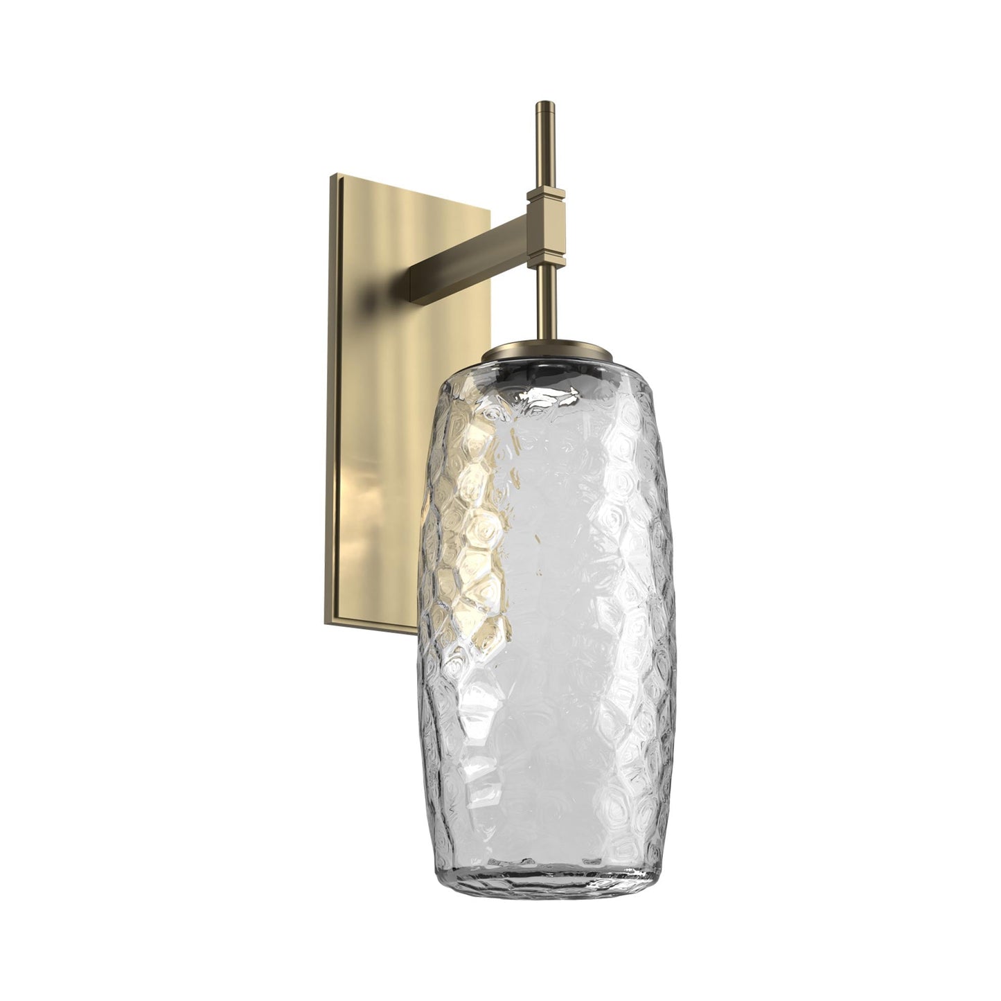 Vessel Tempo LED Wall Light in Heritage Brass/Clear Blown Glass.