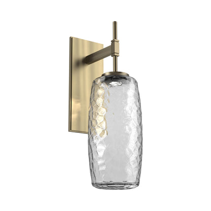 Vessel Tempo LED Wall Light in Heritage Brass/Clear Blown Glass.