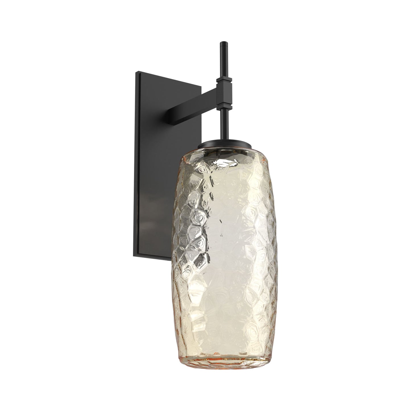 Vessel Tempo LED Wall Light in Matte Black/Amber Blown Glass.