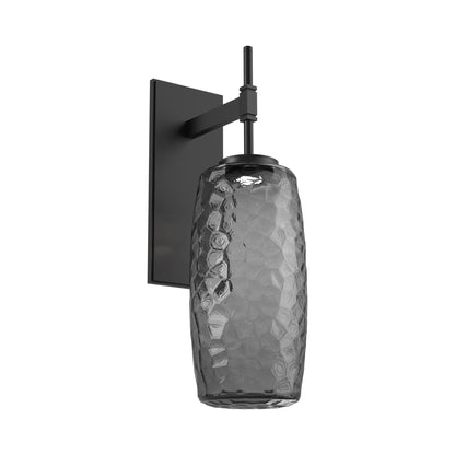 Vessel Tempo LED Wall Light in Matte Black/Smoke Blown Glass.