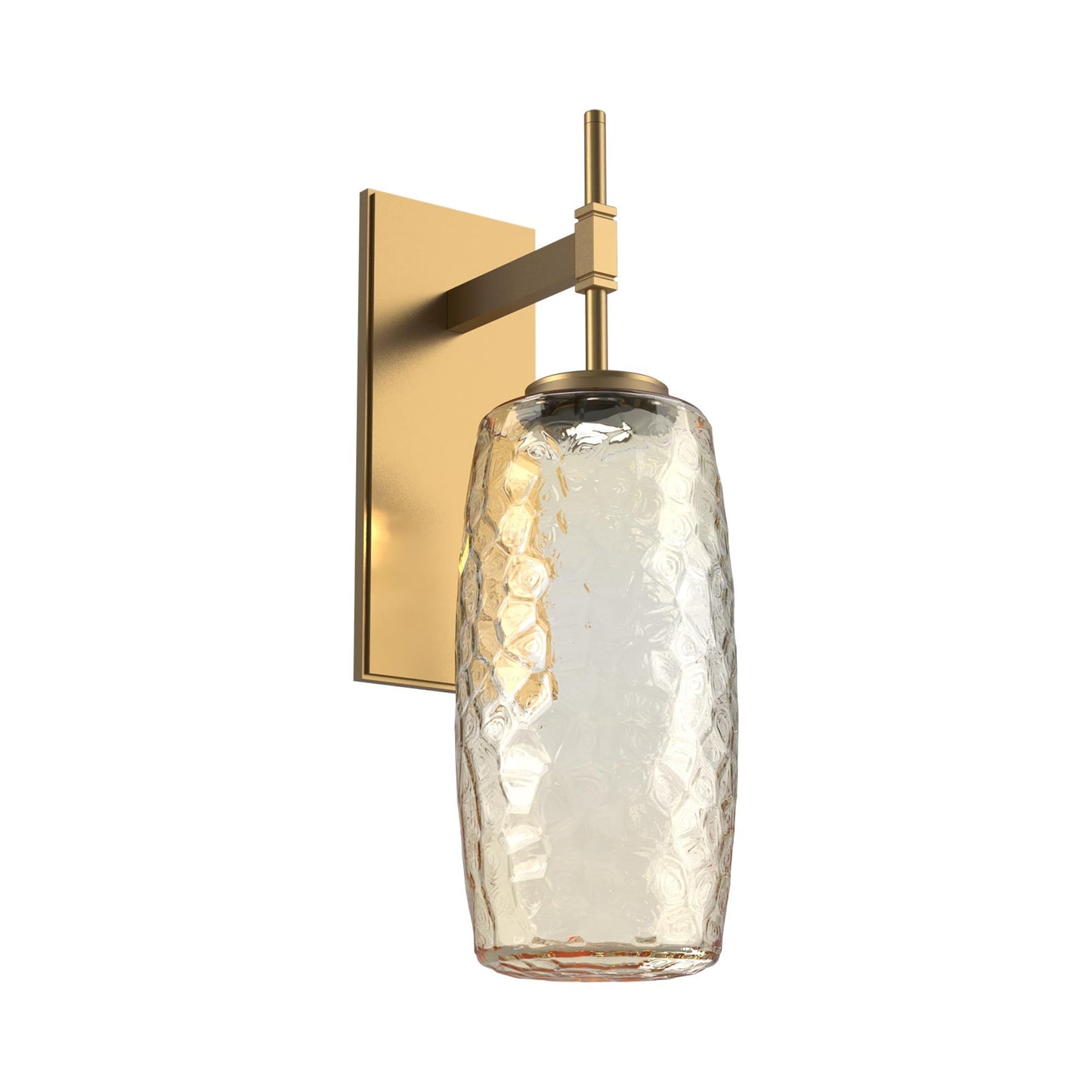 Vessel Tempo LED Wall Light in Novel Brass/Amber Blown Glass.