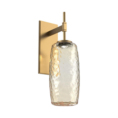 Vessel Tempo LED Wall Light in Novel Brass/Amber Blown Glass.