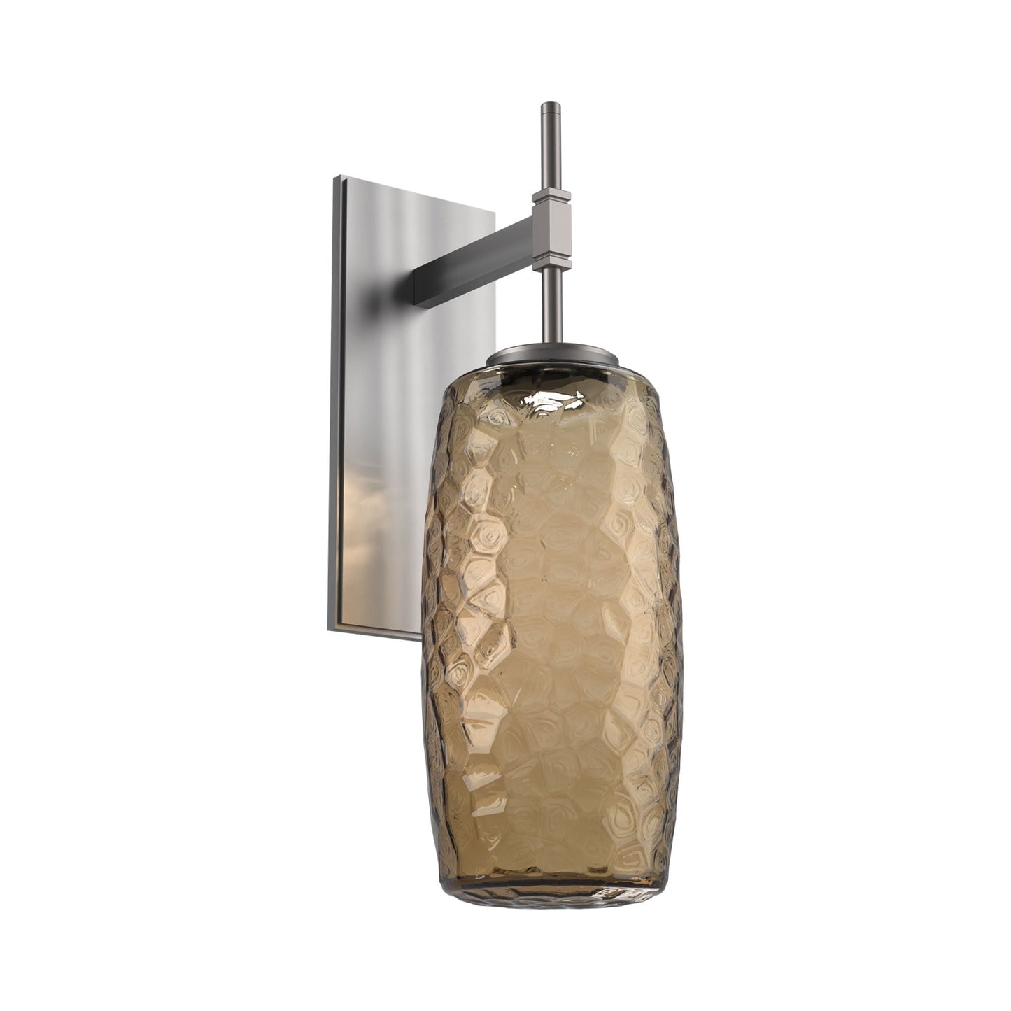 Vessel Tempo LED Wall Light in Satin Nickel/Bronze Blown Glass.