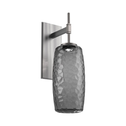 Vessel Tempo LED Wall Light in Satin Nickel/Smoke Blown Glass.
