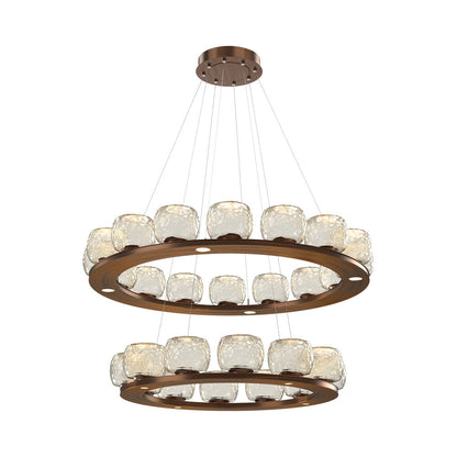 Vessel Two-Tier Ring LED Chandelier in Oil Rubbed Bronze/Amber Blown Glass.