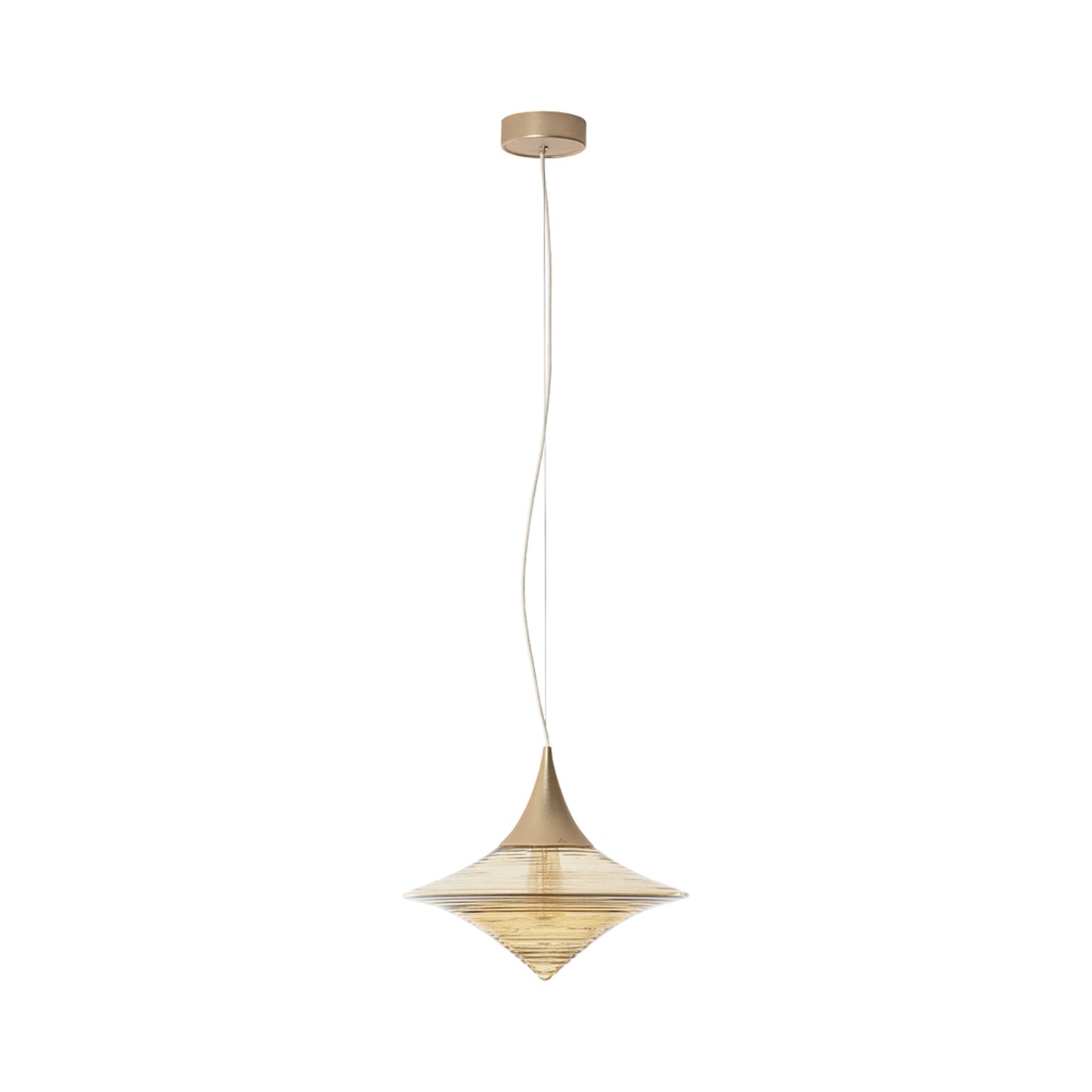 Disca Pendant Light in Brushed Gold/Amber Glass (Small).