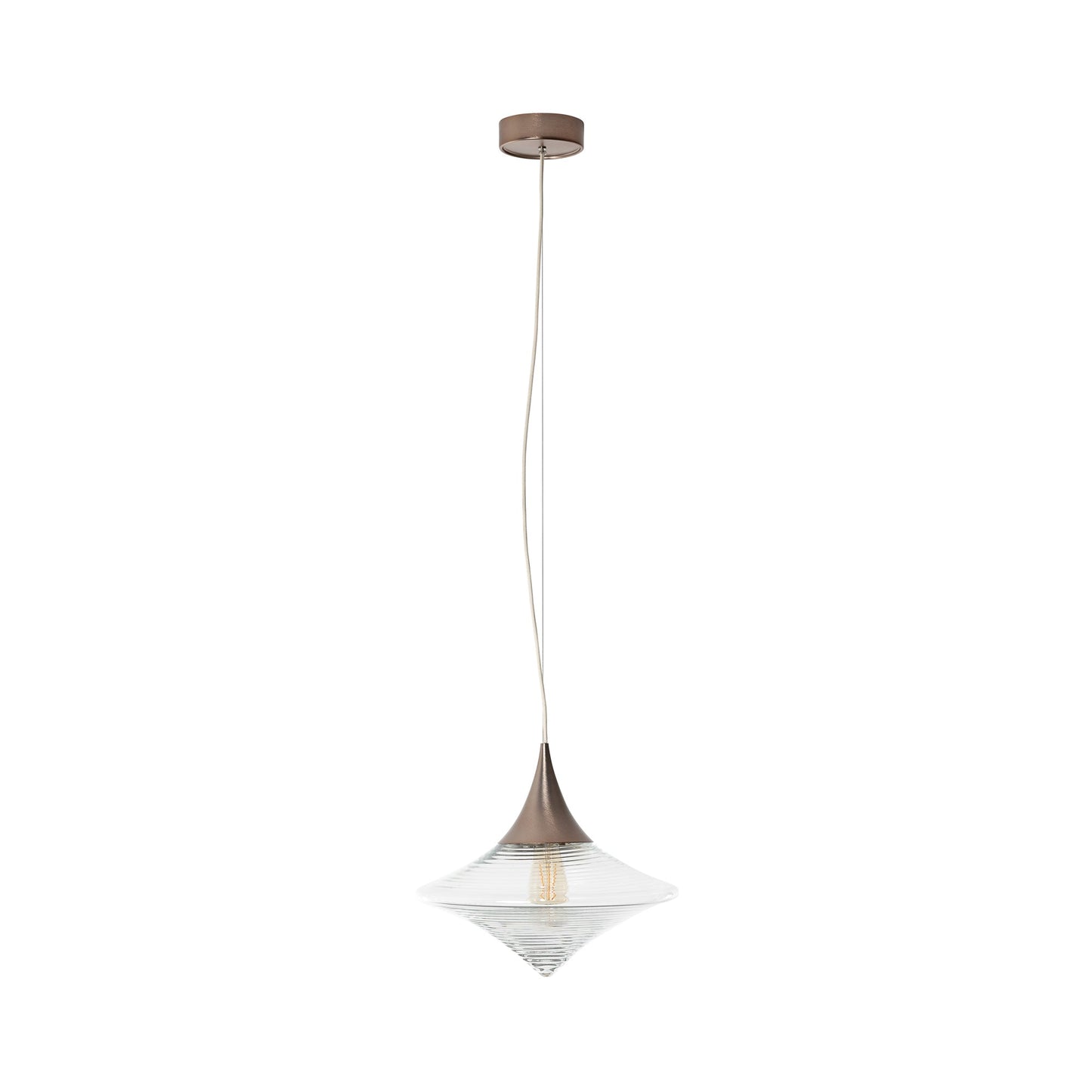 Disca Pendant Light in Brushed Bronze/Clear Glass (Small).