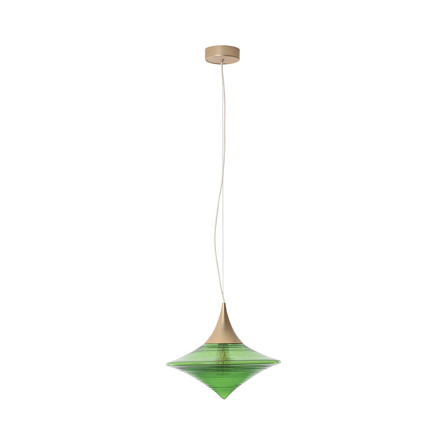 Disca Pendant Light in Brushed Gold/Green Glass (Small).