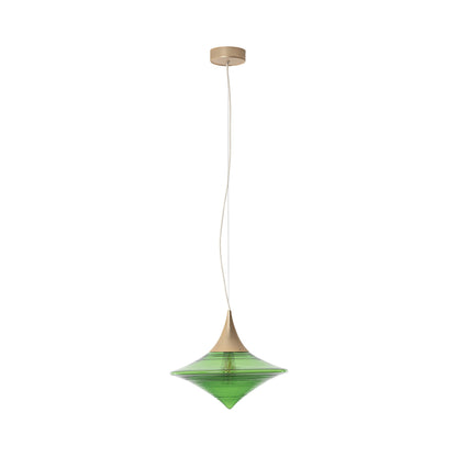 Disca Pendant Light in Brushed Gold/Green Glass (Small).