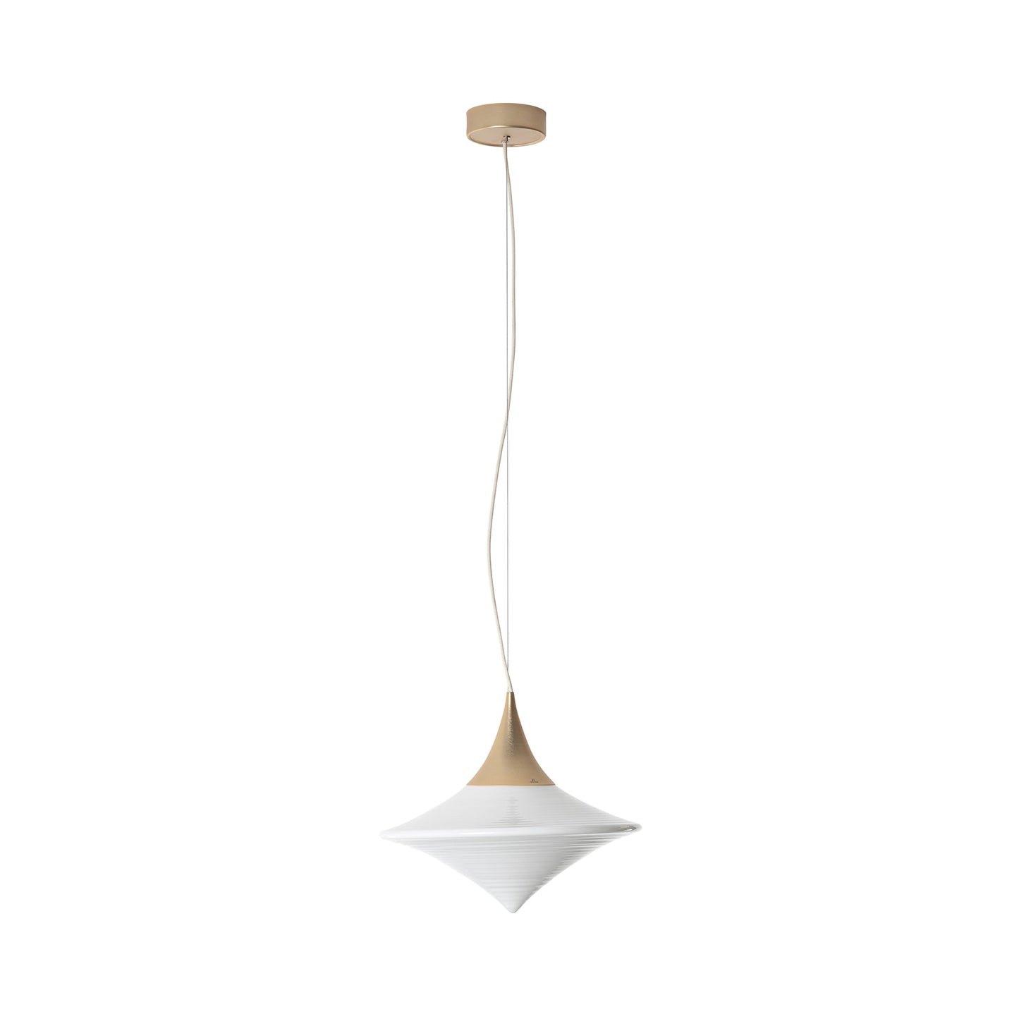 Disca Pendant Light in Brushed Gold/Opal White Glass (Small).