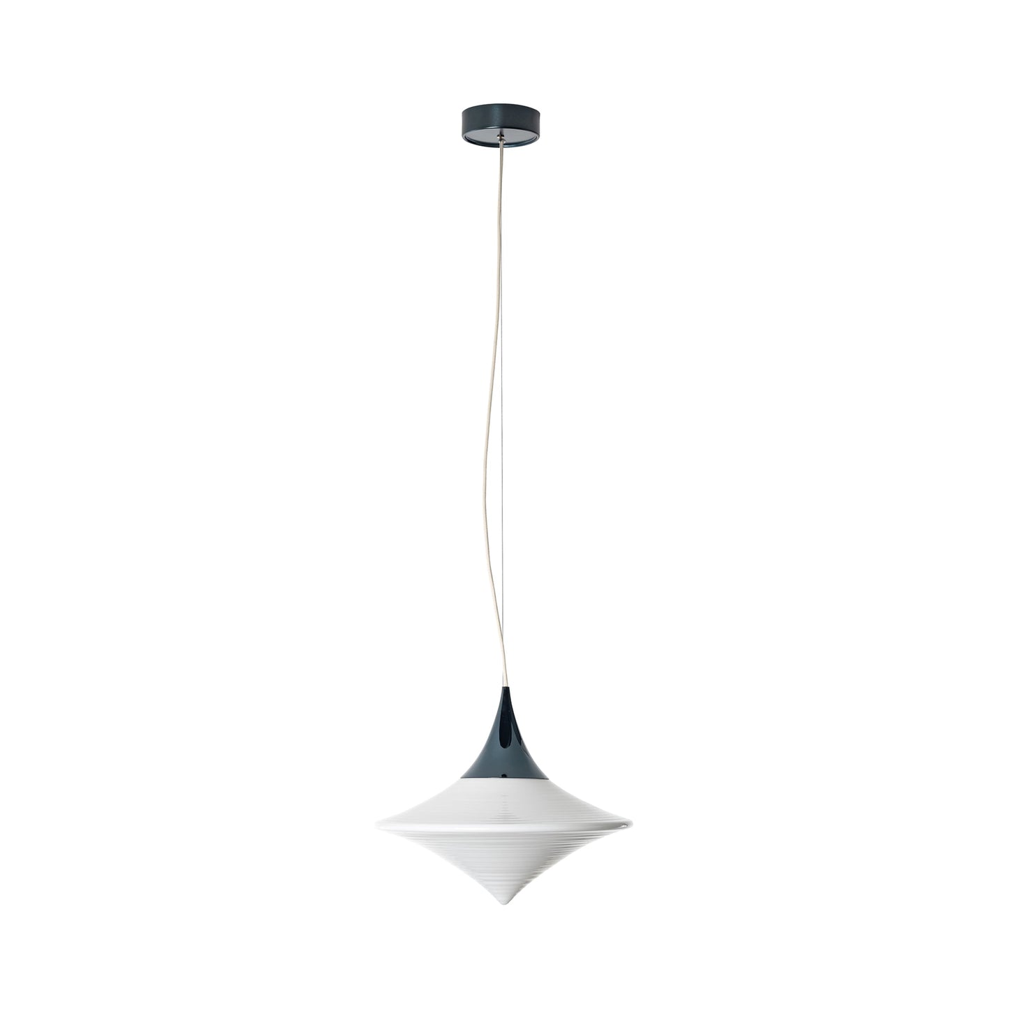 Disca Pendant Light in Fume Blue/Opal White Glass (Small).