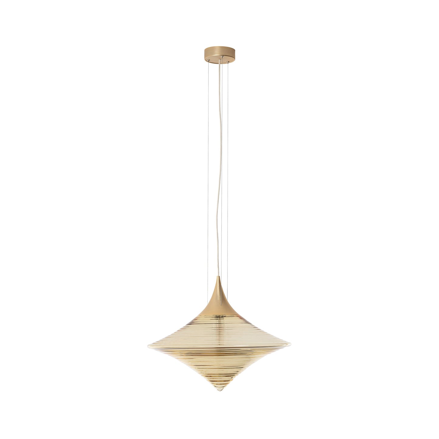 Disca Pendant Light in Brushed Gold/Amber Glass (Large).