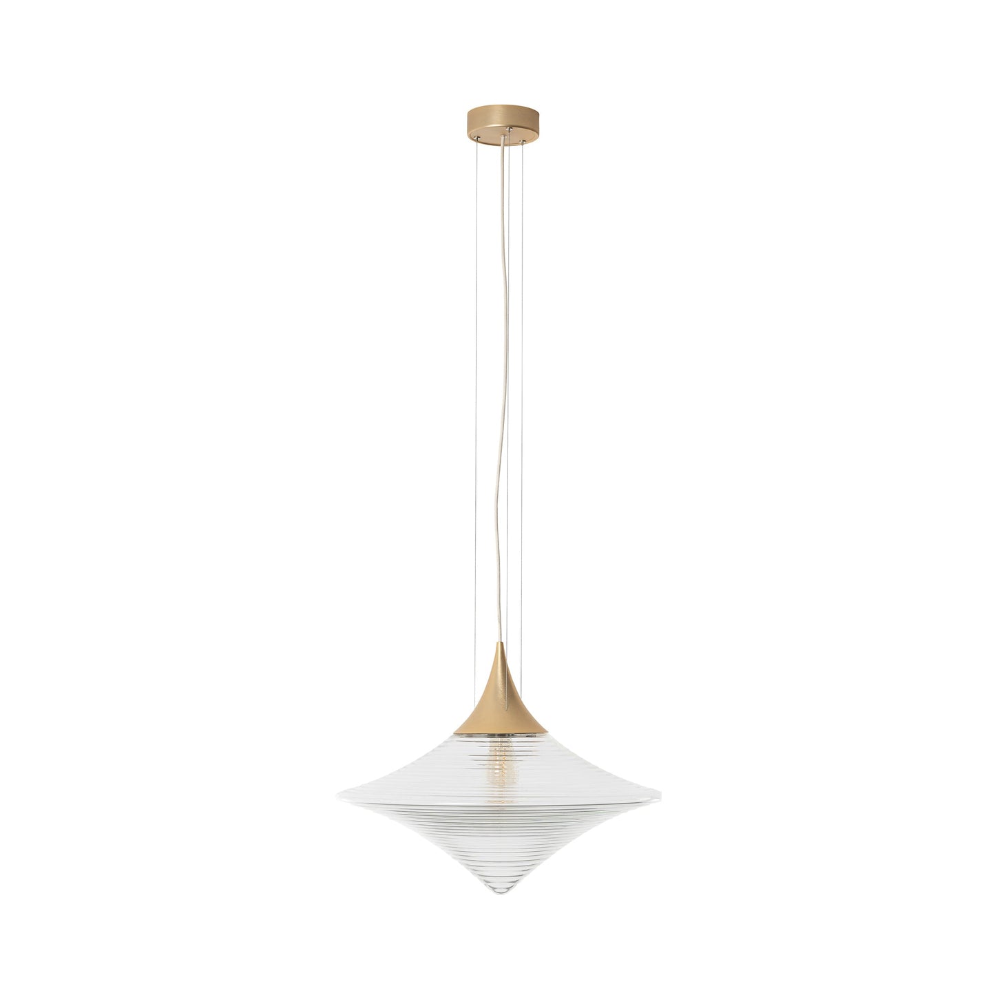 Disca Pendant Light in Brushed Gold/Clear Glass (Large).