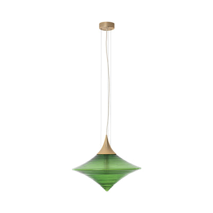 Disca Pendant Light in Brushed Gold/Green Glass (Large).