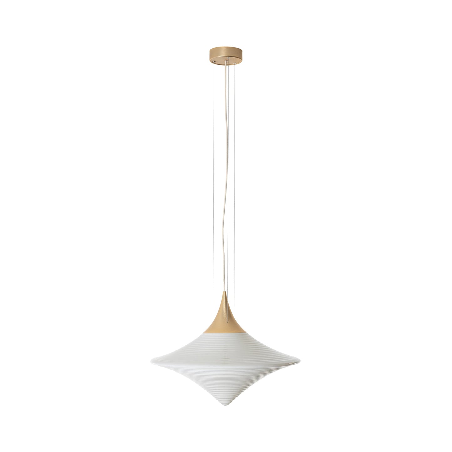 Disca Pendant Light in Brushed Gold/Opal White Glass (Large).