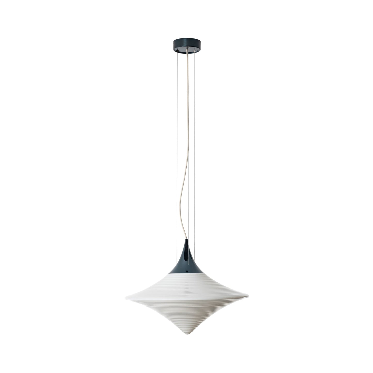 Disca Pendant Light in Fume Blue/Opal White Glass (Large).