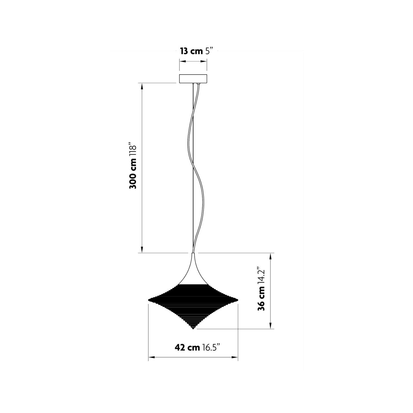 Disca Pendant Light - line drawing.