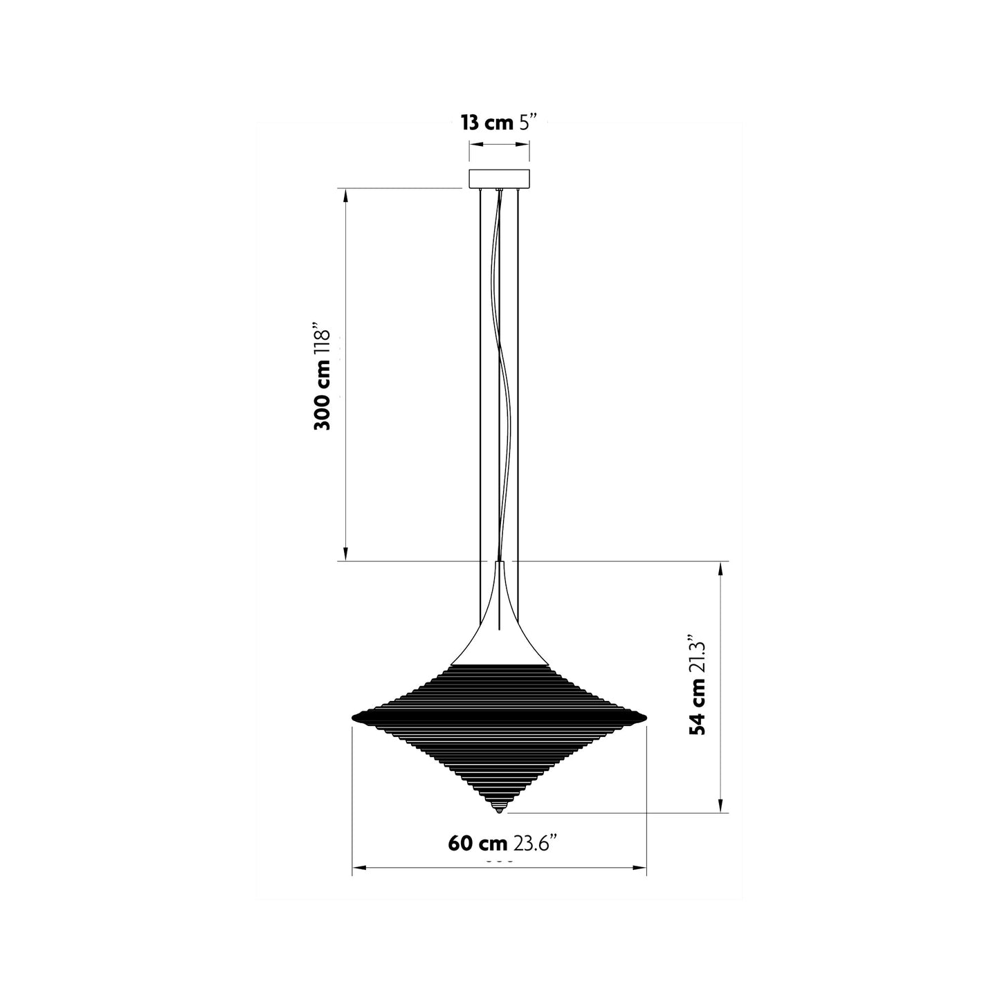 Disca Pendant Light - line drawing.