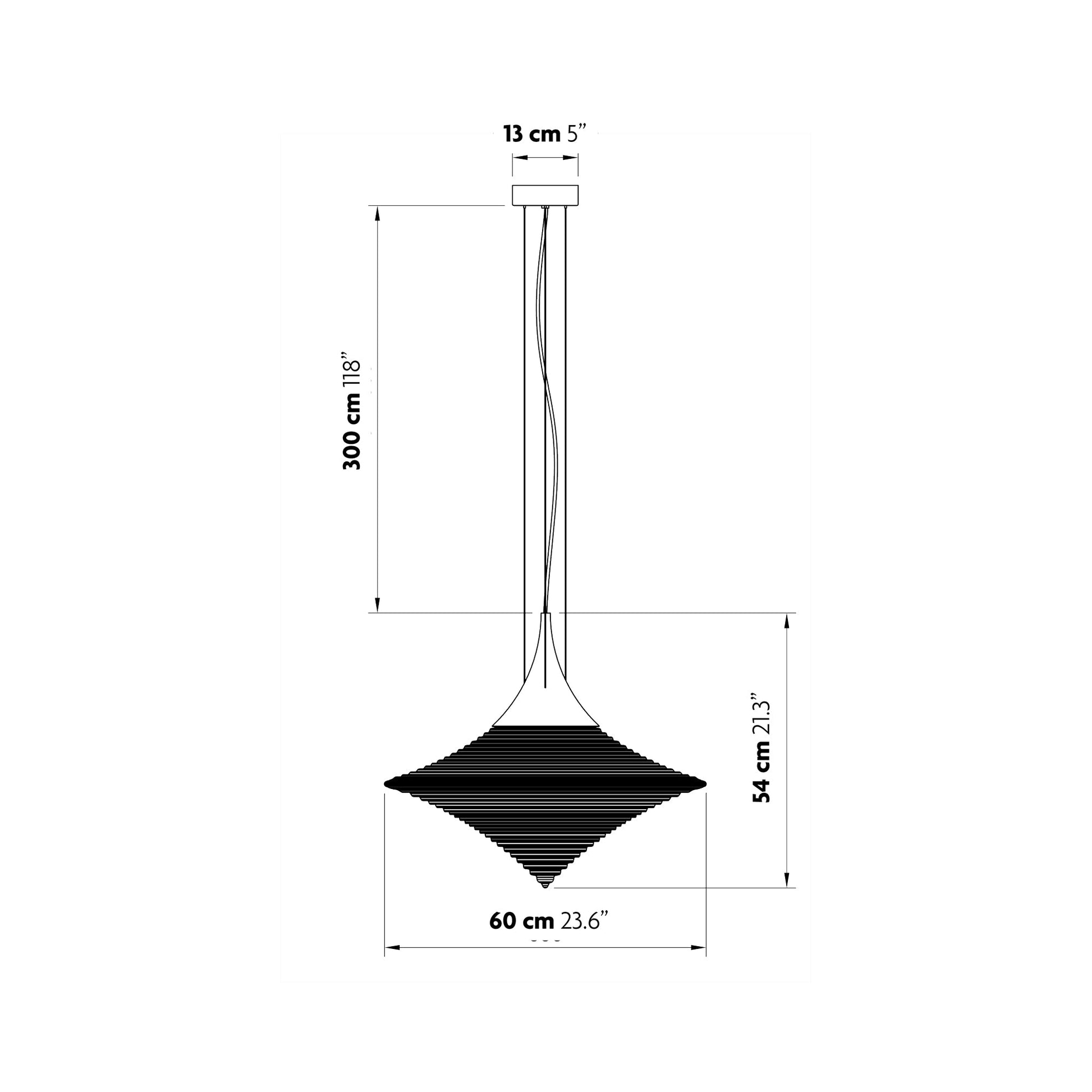 Disca Pendant Light - line drawing.