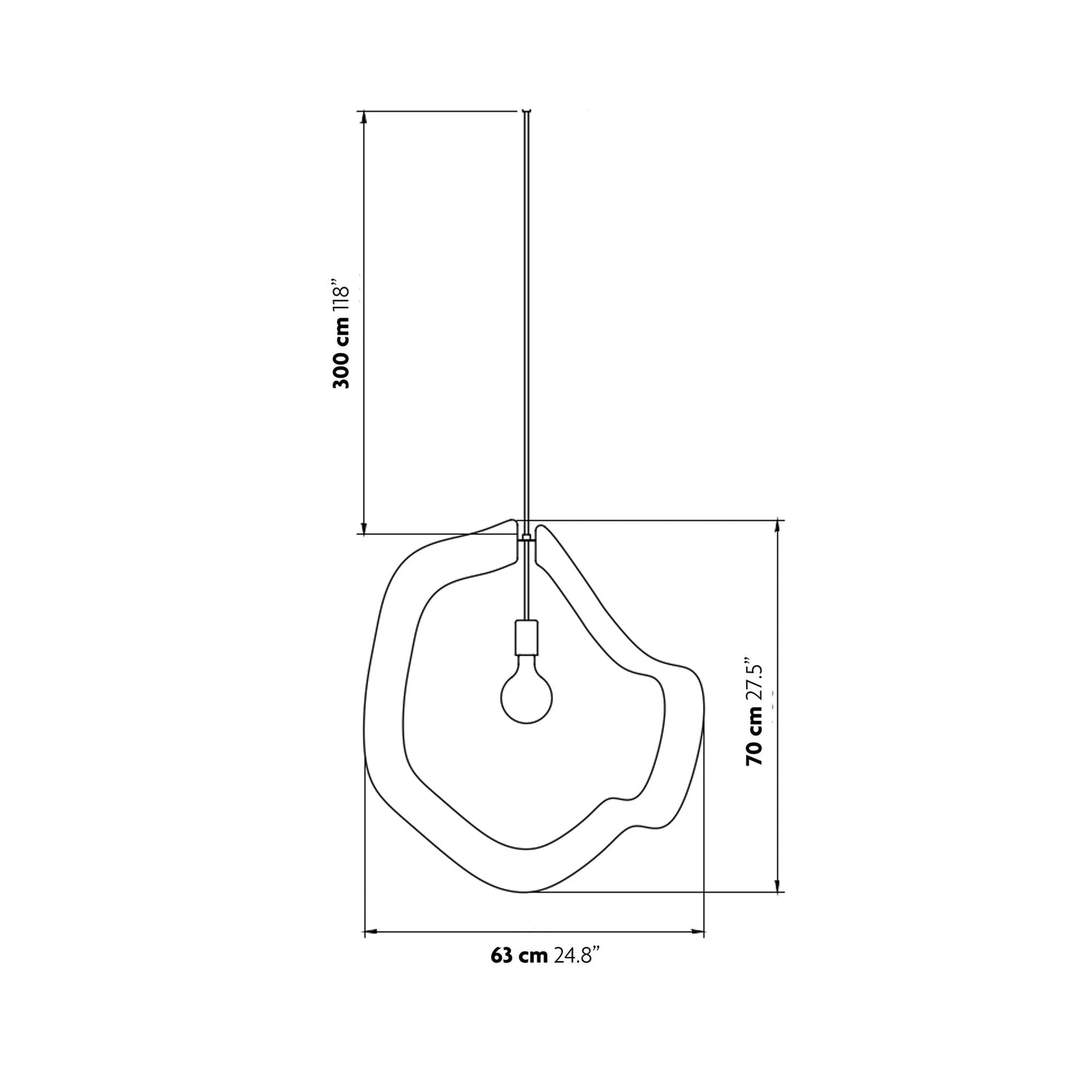 Esprit Ya-Ya Pendant Light - line drawing.