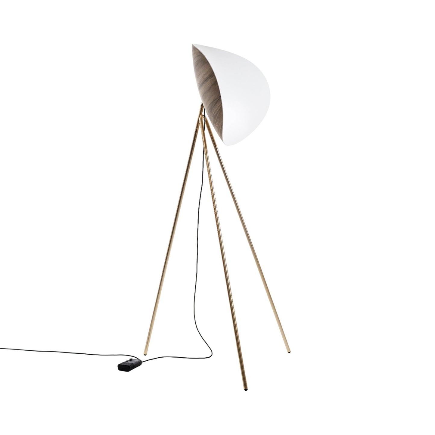 Infinity LED Floor Lamp in Brushed Gold (Walnut).