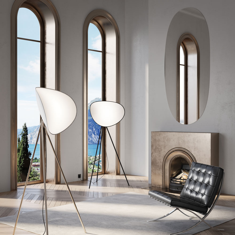 Infinity LED Floor Lamp in living room.