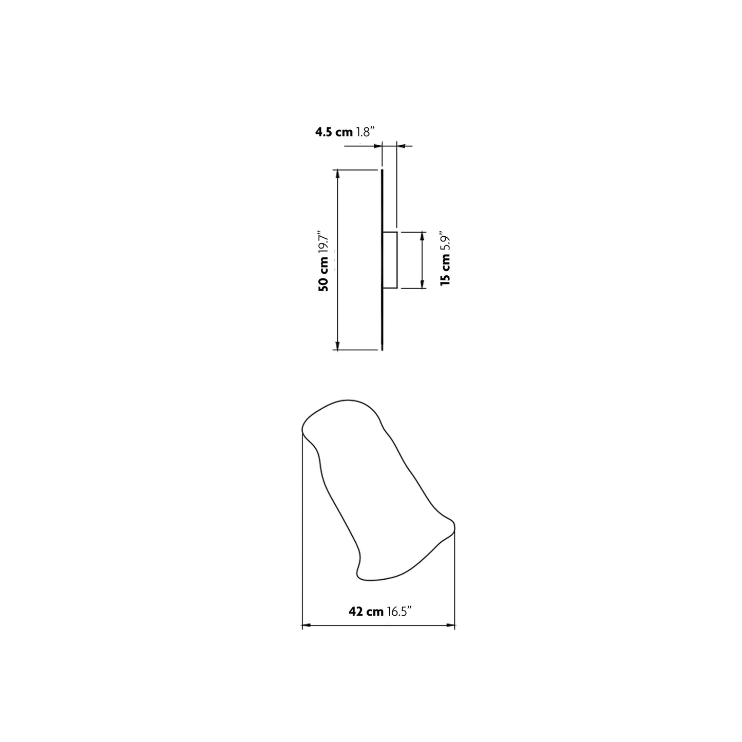 Ya-Ya LED Wall / Ceiling Light - line drawing.