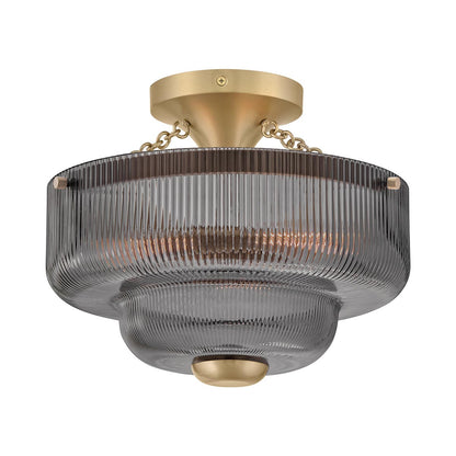 Adella Semi Flush Mount Ceiling Light in Smoke Glass.